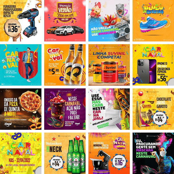 Pack Canva Carnaval Templates Editáveis 60 Artes + Bônus 2