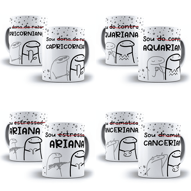 12 Artes Caneca Flork Signos Editável em Corel Draw + Png 3