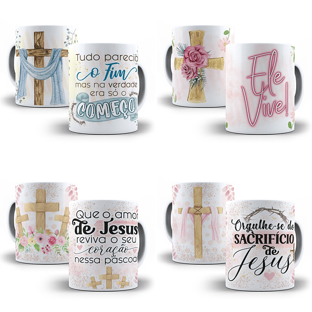 32 Artes para Caneca Páscoa Jesus Cristo Abençoada Editável em Corel Draw 1