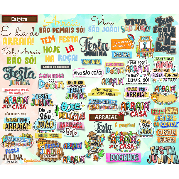 Kit Digital Lettering Frases Festa Junina Arquivos sem fundo Png 1