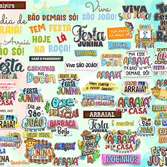 Kit Digital Lettering Frases Festa Junina Arquivos sem fundo Png