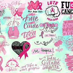 Kit Digital Lettering Frases Outubro Rosa Arquivos sem fundo Png