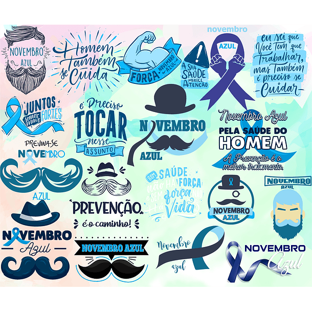 Kit Digital Lettering Frases Novembro Azul Arquivos sem fundo Png 2