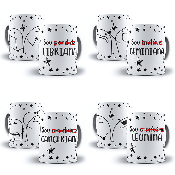 12 Artes para Caneca Flork Signos Feminino Editável em Corel Draw + Png 3