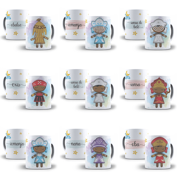 26 Artes para Caneca Orixás Cute Editável em Corel Draw + Png 3