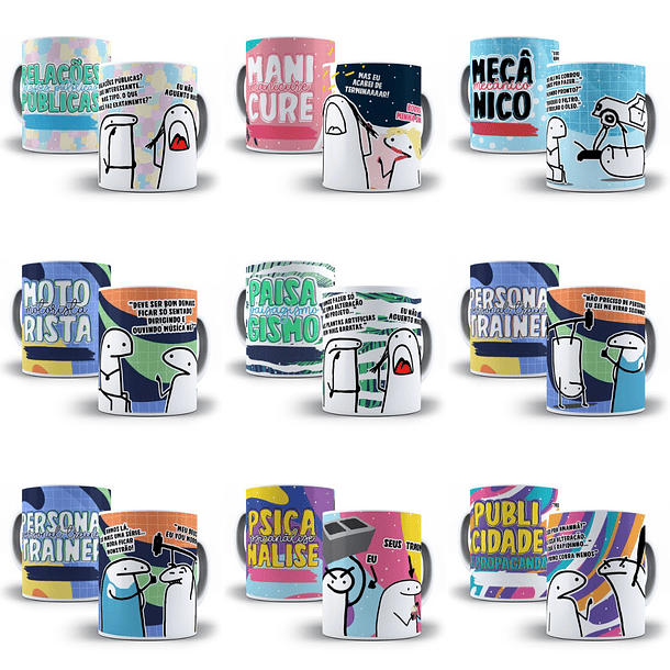 50 Artes Caneca Flork Profissões 2.0 Arquivos Sublimação Jpge 3