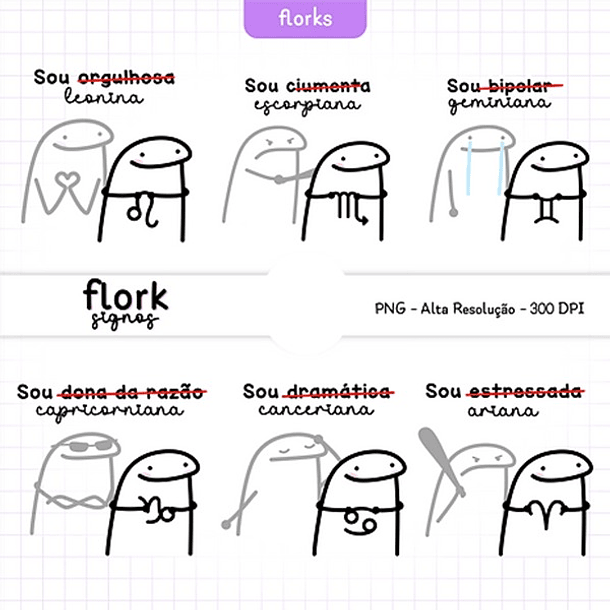 Kit Digital Flork Signos sem fundo Lt5 Arquivos Png 2