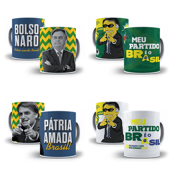 15 Artes Caneca Bolsonaro Arquivos Sublimação Png 3