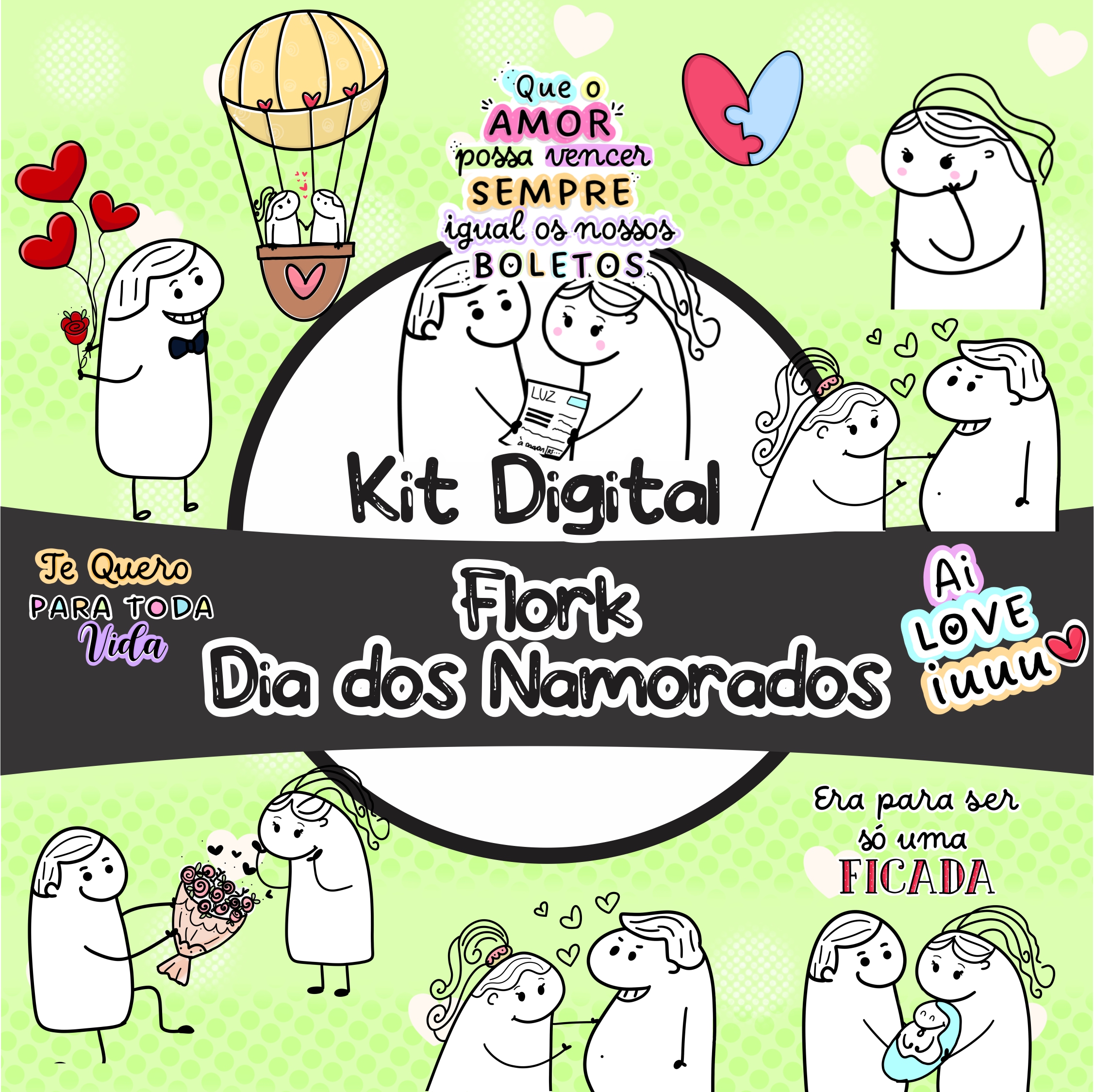 Kit digital Flork Dia dos namorados Png LT12