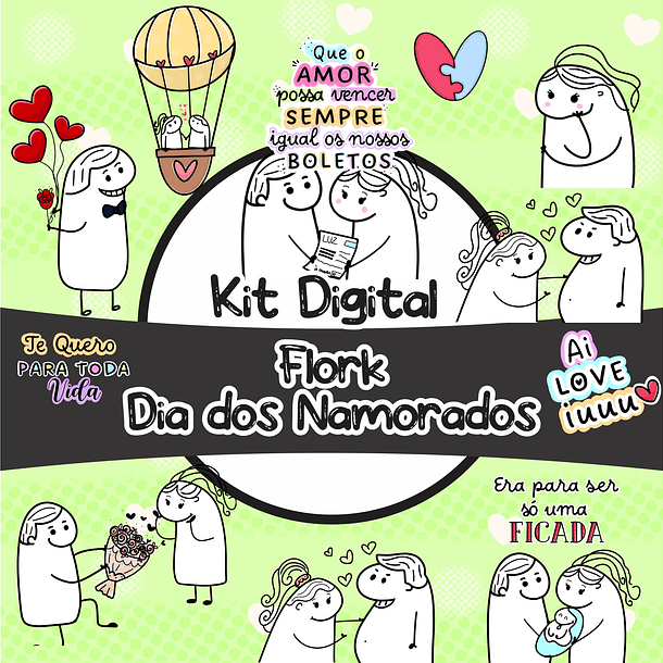 Kit Digital Flork Bento Memes Dia dos Namorados Lt12 Arqu