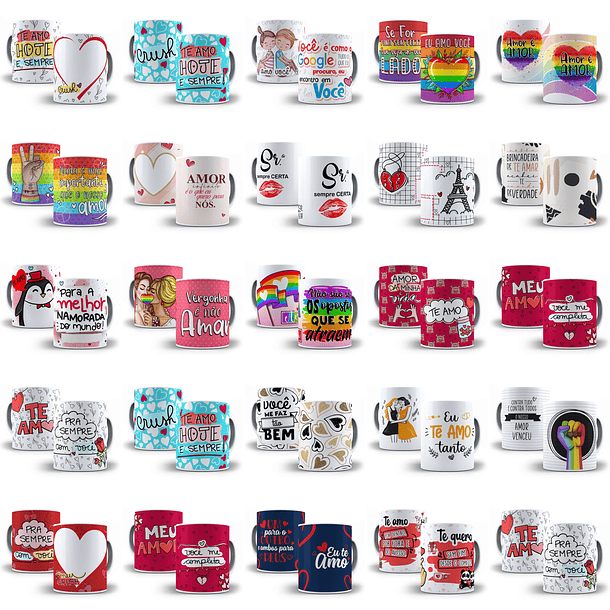 Arte Caneca Dia dos Namorados Camisa Almofadas Completo Png + Mockups 4