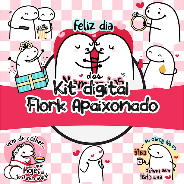 Kit Digital Flork Namorados Apaixonados Arquivos Png 1