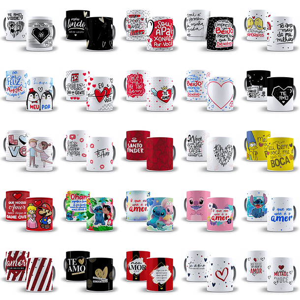 Arte Caneca Dia dos Namorados Camisa Almofadas Completo Png + Mockups 8