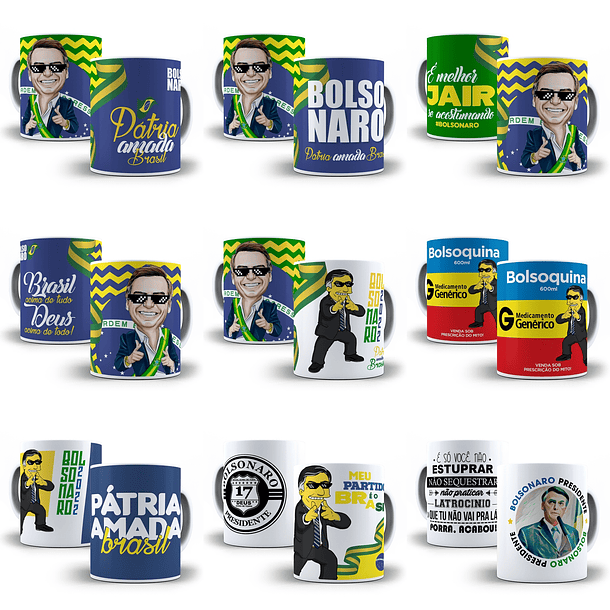 19 Artes Caneca Bolsonaro Eleições Política Sublimação Arquivos Png 1