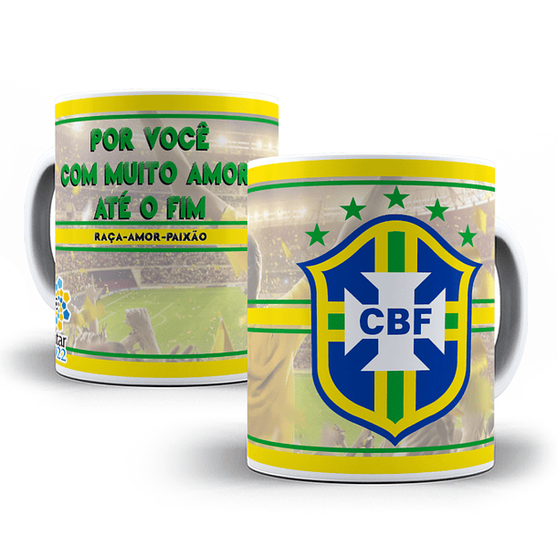 9 Artes Caneca Brasil Copa 2022 Editável em Corel Draw + Png 8