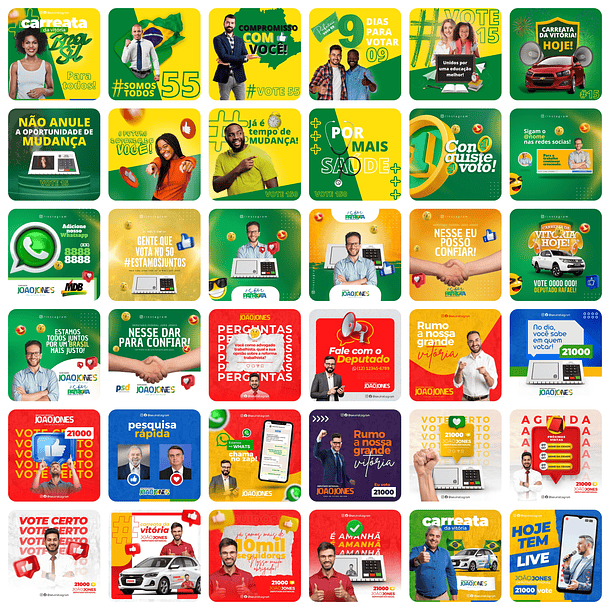 Pack Canva Campanha Política Eleições Templates Editáveis 230 Artes + Bônus 1