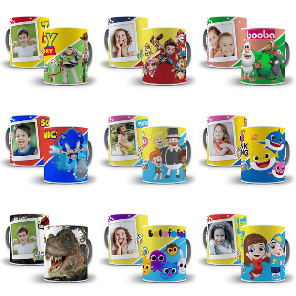 22  Artes Caneca Dia das Crianças Personagens Sublimação Arquivos em Corel Draw 1