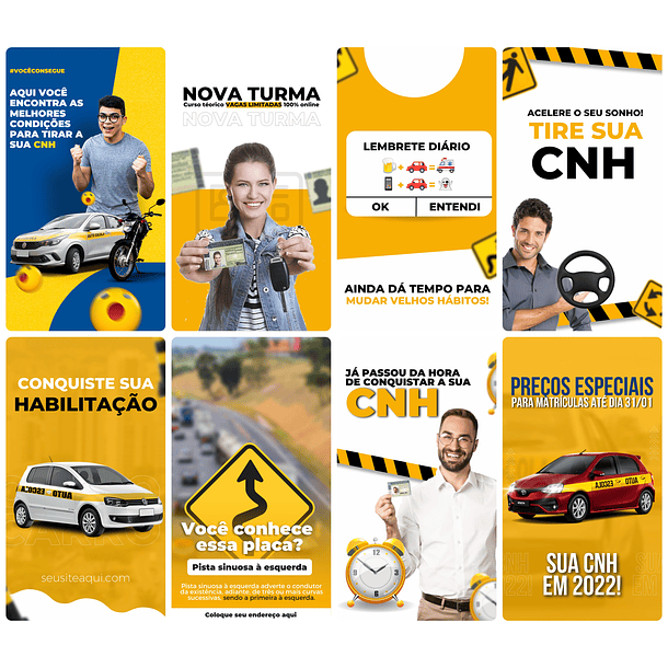 Pack Canva Auto Escola Templates Editável 27 Artes Storie + Bônus 1