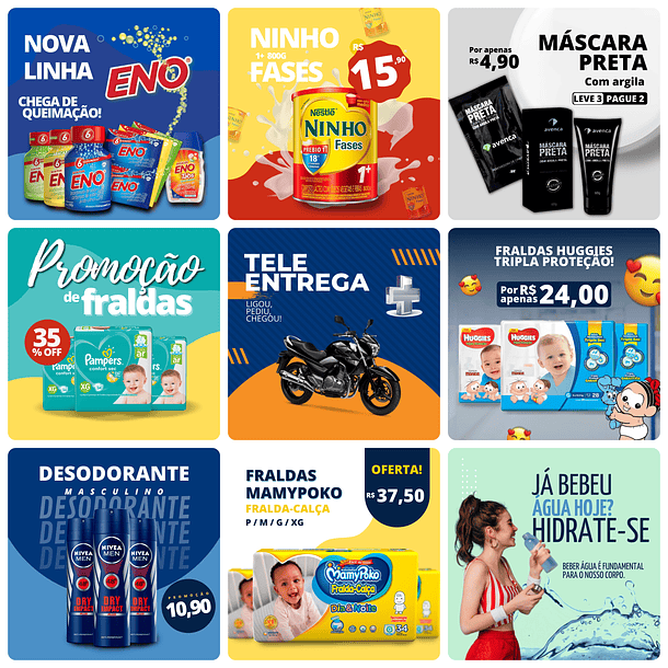 Pack Canva Farmácia Templates Editável 50 Artes + Bônus 5