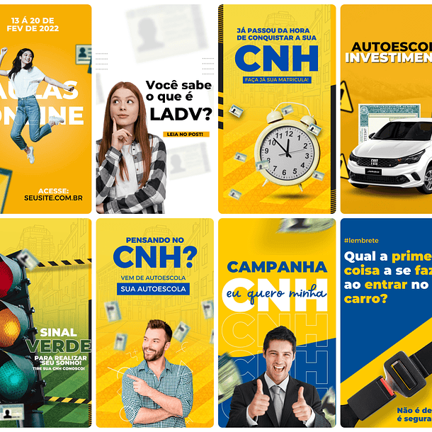 Pack Canva Auto Escola Templates Editável 27 Artes Storie + Bônus 2