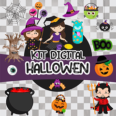 Kit Digital Halloween Dia das Bruxas Arquivos Png e Jpg