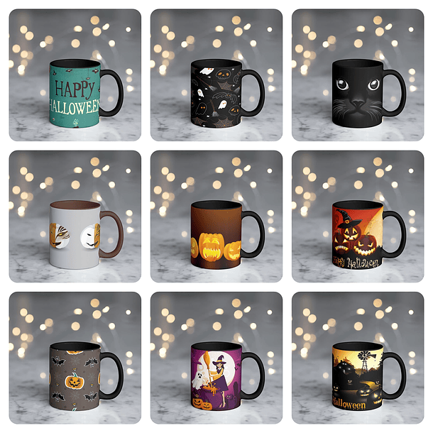 30 Artes para Caneca Halloween Editável Corel Draw + Png 3