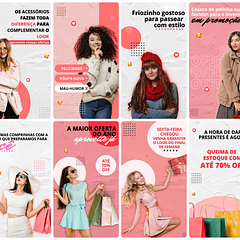 Pack Canva Loja de Roupas Templates Editável 30 Artes Storie + Bônus