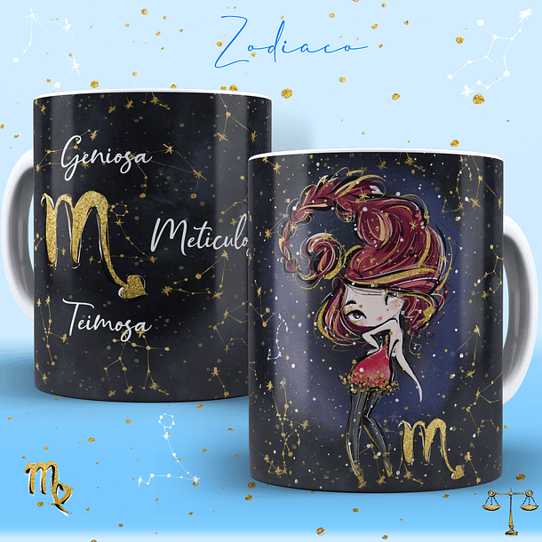 12 Artes para Caneca Signos Feminino Editável em Corel Draw 11