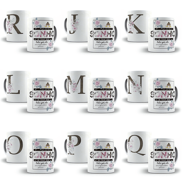 26 Arte para Caneca Alfabeto Aquarela Marrom em CorelDraw + Jpg   2