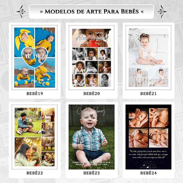 Artes Quadros Bebês 24 Arquivo Editável Psd + Canva 2