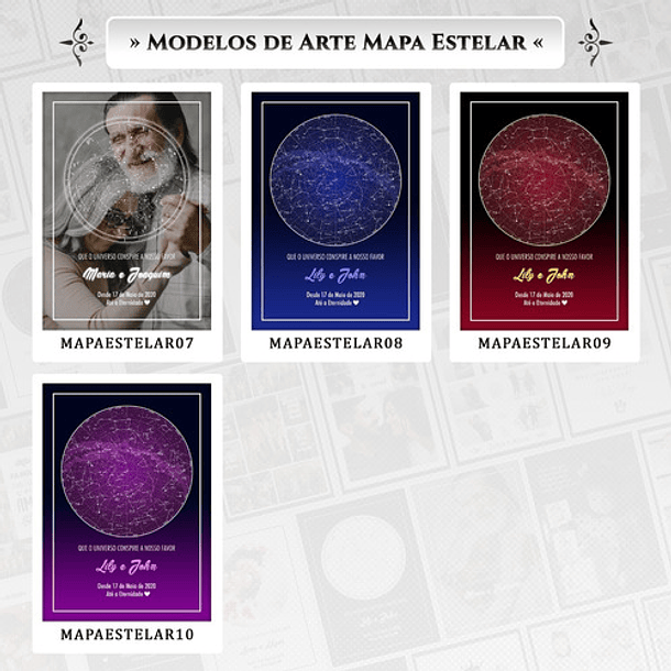 Artes Quadros Mapa Estrelar 10 Arquivo Editável Psd + Canva 4