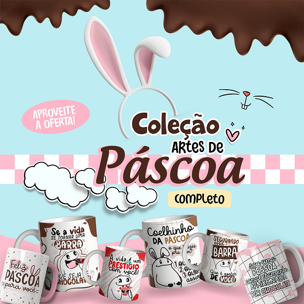 Coleção Artes de Páscoa Completo - Arte Caneca, Estampas Sublimação Arquivos 1