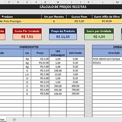 Planilha Precificação De Receitas