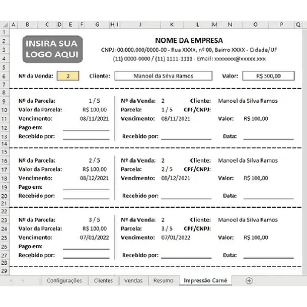 Planilha Controle De Vendas E Recebimentos 8