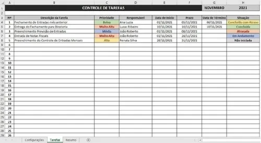 Planilha Controle De Tarefas + Cronograma De Atividades 13