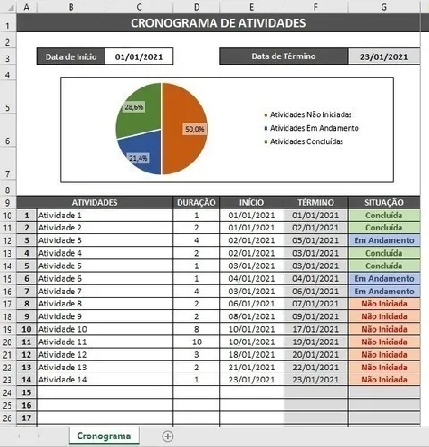 Planilha Controle De Tarefas + Cronograma De Atividades 8