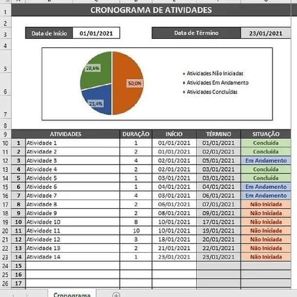 Planilha Controle De Tarefas + Cronograma De Atividades 5