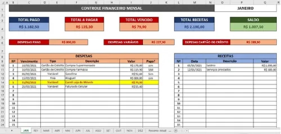 Planilha Controle Financeiro Pessoal + Cartão De Crédito 14