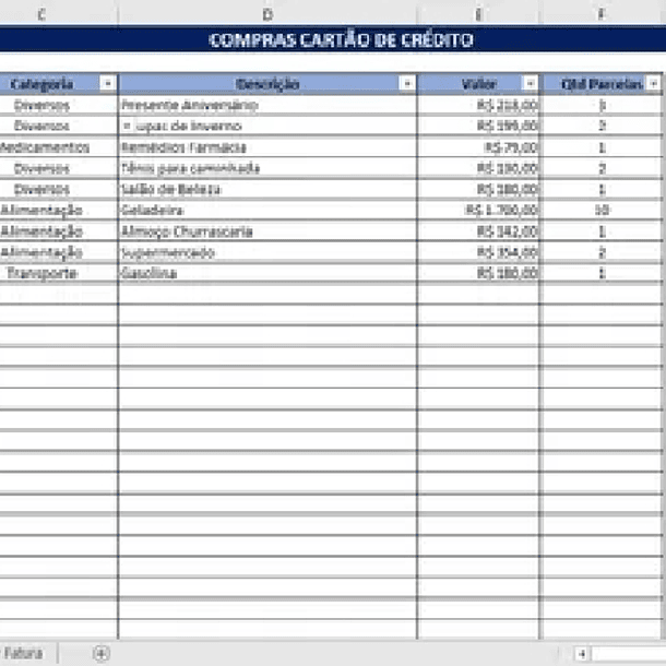 Planilha Controle De Gastos Com Cartão De Crédito 2