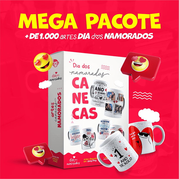 Arte Caneca Dia dos Namorados Camisa Almofadas Completo Png + Mockups 1