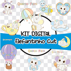 Kit Digital Elefantinho Cut em Png 