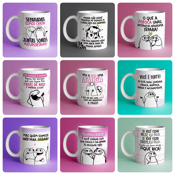 Coleção 33 Arte Caneca Flork Amigas Amizade 3.0 Arquivos Sublimação Png 1