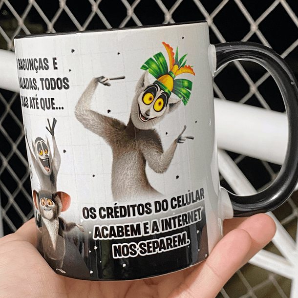 Arte Caneca Eu Prometo te incomodar na alegria e na tristeza Rei Julien Arquivo Png 2