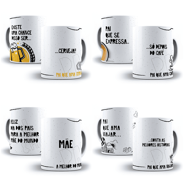 16 Artes para Caneca e Azulejo Dia dos Pais em CorelDraw 2