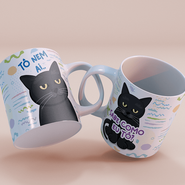 Arte Caneca Tô Nem Ai - Gato Debochado Arquivo Png 3