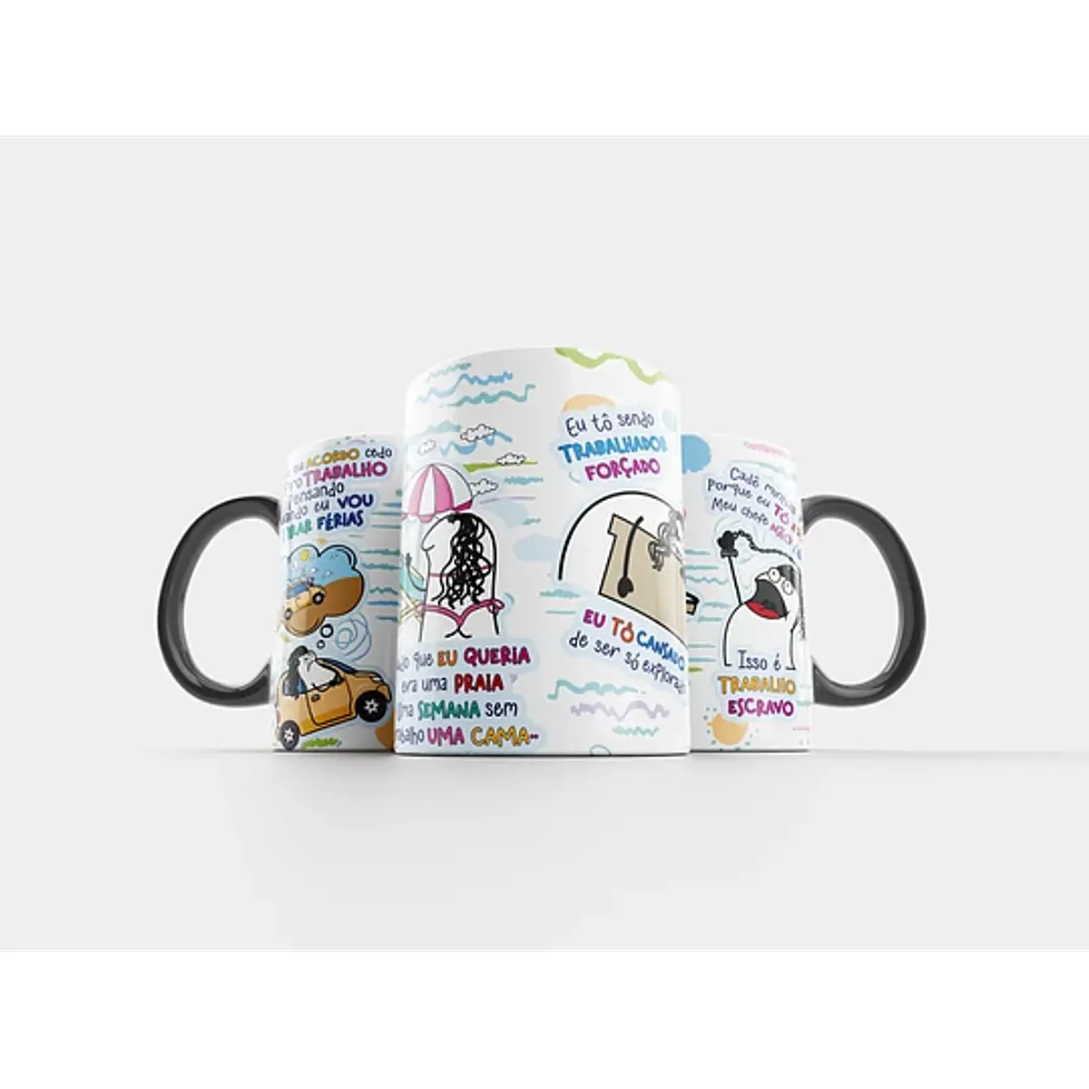 Arte Caneca Flork Todo dia eu acordo cedo vou pro trabalho p