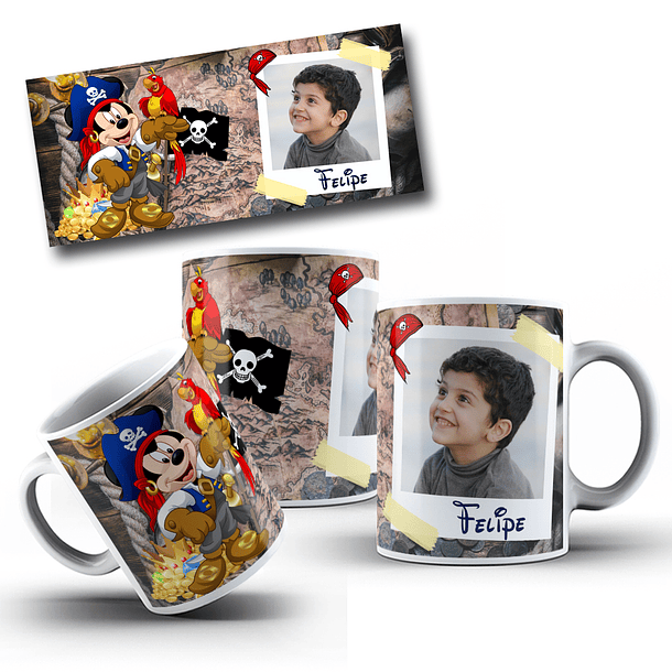 10 Artes Caneca Mickey Pirata Arquivo em CorelDraw  7