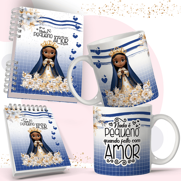 Arte Caneca e Bloquinho Nossa Senhora Aparecida em Corel Draw 1