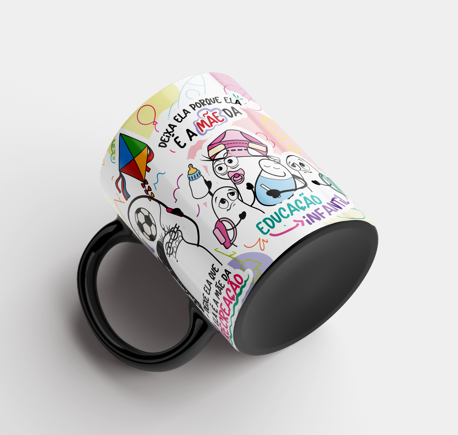 Arte para Caneca Deixe ela que ela é a mãe da recreação - Professora Educadora Arquivo Png 1