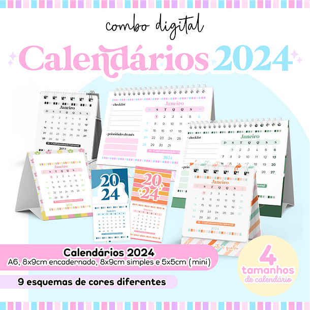 Arquivo Calendários 2024 Pronto para Imprimir em JPG 1